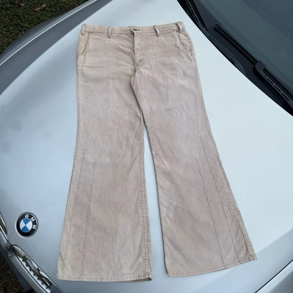 1970s Vtg Levi's Saddleback corduroy flare pants 686 Bell Bottom Talon 42 37X31